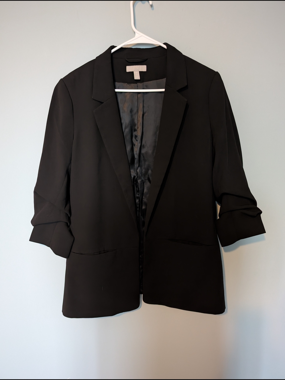 H&M Black Open-Front Blazer with Rolled Sleeves